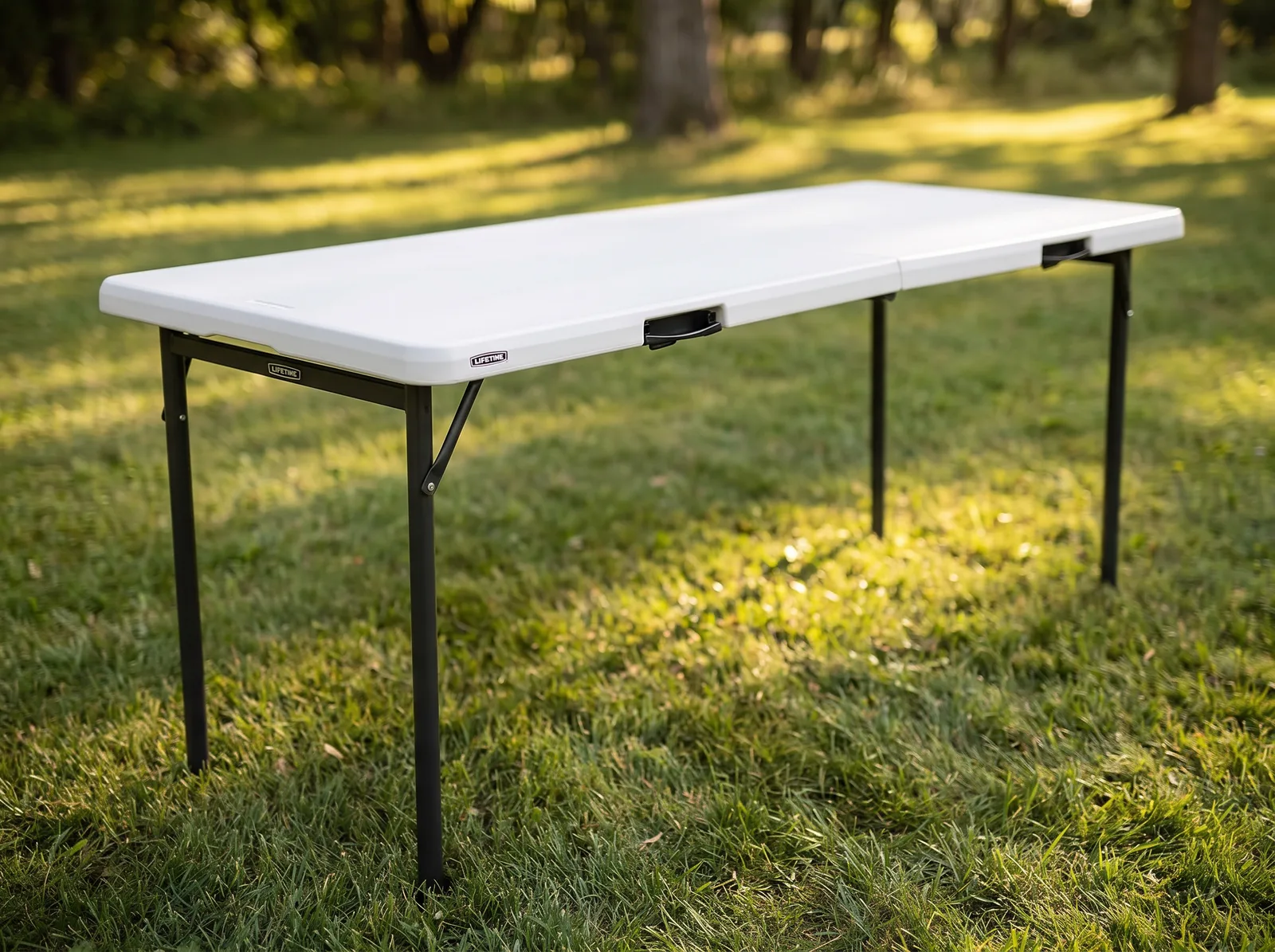 Table set up for a backyard party